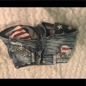 Miss me jean ripped American flag shorts kids